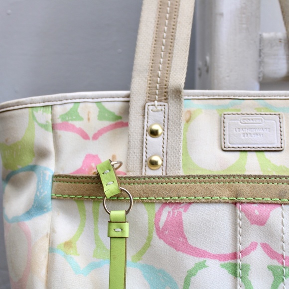 Coach Y2K Vintage NO A06K-247 Hampton Scribble Signature  Monogram Tote Bag - Picture 6 of 12